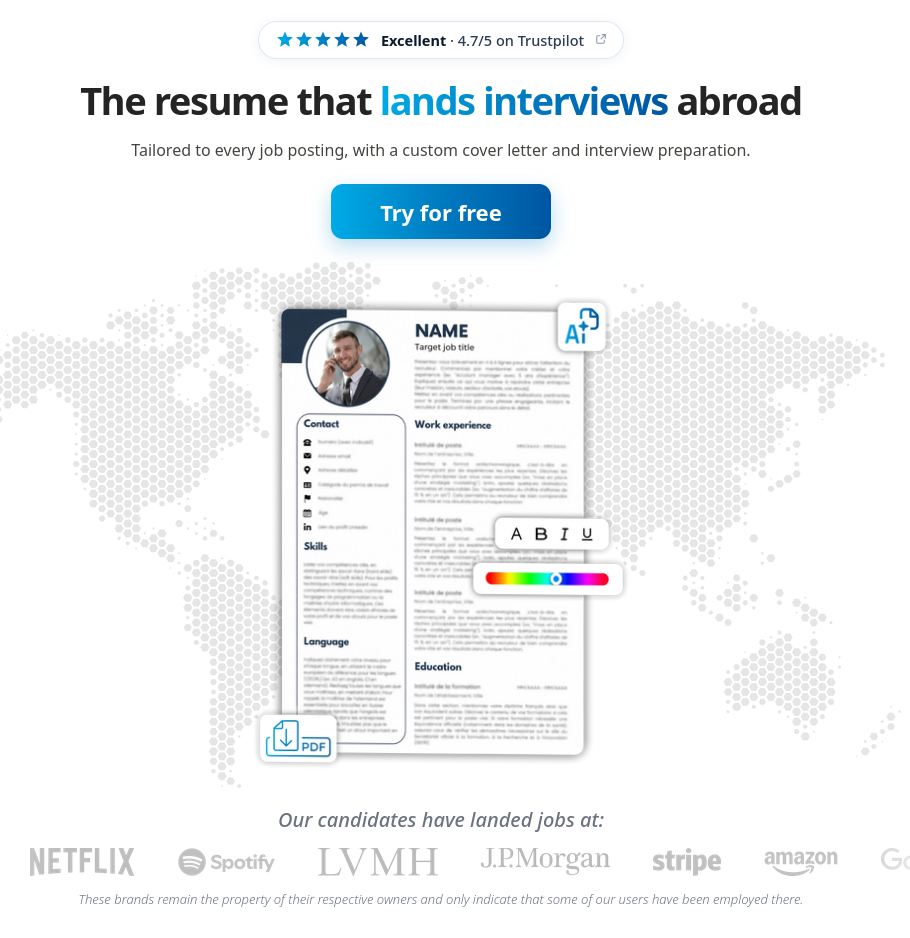 cvmove.com — resume builder landing page