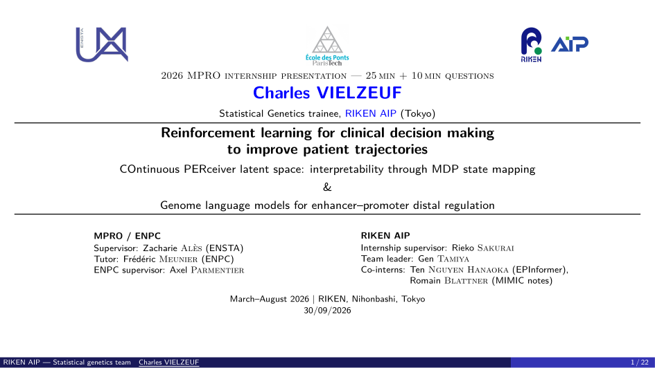 MPRO internship defence slides — title slide